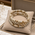 Bracelet Manchette Signature en Howlite Naturelle – Éclat d’Or & Étoile Précieuse