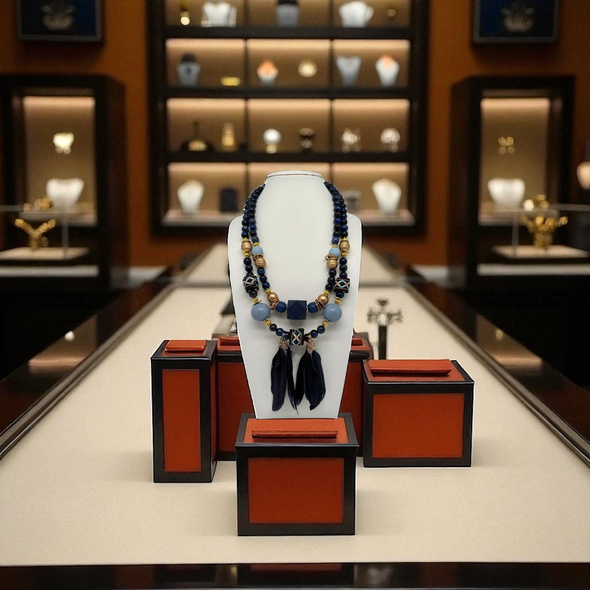Collier ethnique plumes 2217
