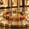 Bracelet en jaspe orange pour homme et femme – Perles tubulaires – 18 cm