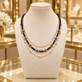 Collier triple rang lapis-lazuli et émail cloisonné – 46 cm