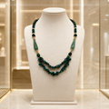Collier de Luxe Double Rang en Malachite, Jade Vert et Chrysocolle