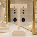 Boucles d’Oreilles Impériales en Lapis-Lazuli Bleu Royal – Vermeil Or et Zirconiums