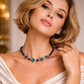 Collier étoiles en cristal œil de tigre bleu 2410