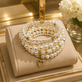 Bracelet Manchette Multi-Rangs Perles de Coquillage & Laiton Plaqué Or – Bijou Femme
