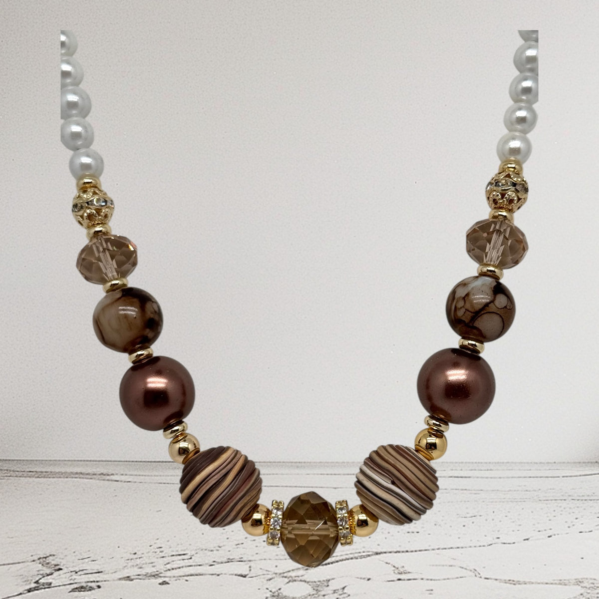 Collier en perles naturelles, cristal et perles fantaisie 2244