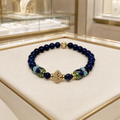 Bracelet mixte en lapis-lazuli AAAA et émail cloisonné – Plaqué or