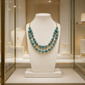 Collier Double Rang Turquoise & Plaqué Or 18 Carats – Bijou d’Exception Élégant & Raffiné