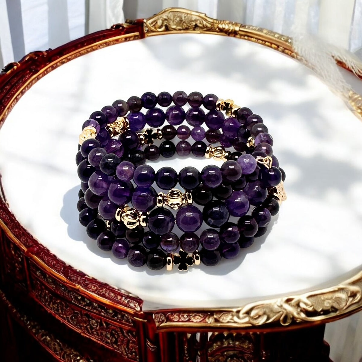 Bracelet multi rang améthyste 1162