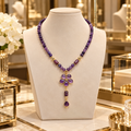 Collier améthyste naturelle et pendentif fleur – Création artisanale Signature - 47 cm