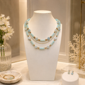 Collier Larimar & Plaqué Or 18 Carats – Double Rang Élégance Naturelle