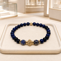Bracelet Unisexe en Lapis-Lazuli, Émail Cloisonné et Plaqué Or