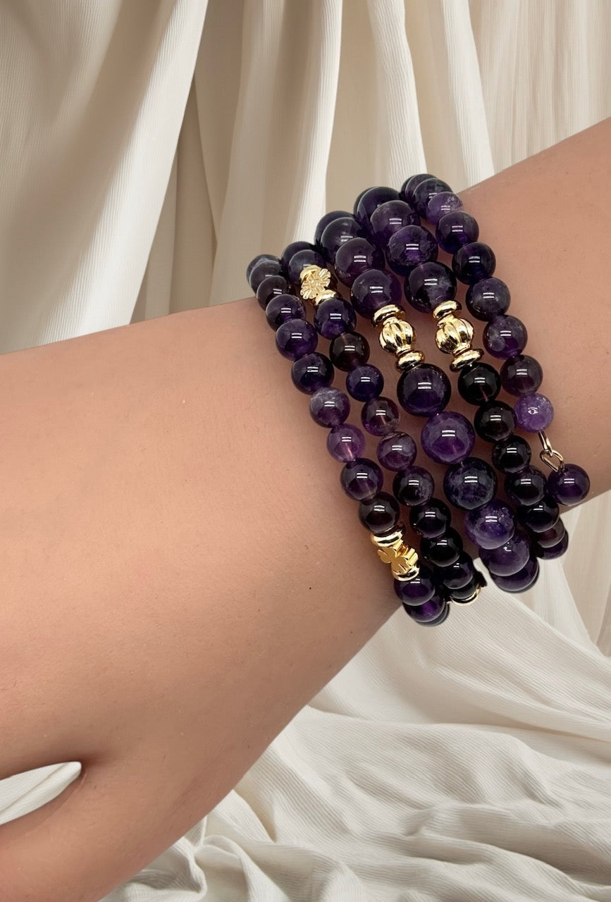 Bracelet multi rang améthyste 1162