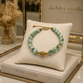 Bracelet Larimar des Caraïbes – Élégance Dorée & Pierre Naturelle | Bijou de Créateur