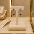 Boucles d’Oreilles Argent 925 Topaze Rouge Triangle 8x8 mm et Zirconiums