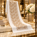 Écharpe en cachemire blanc brodée dorée – Étole de luxe 200 × 75 cm