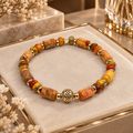 Bracelet Jaspe Impérial Orange Unisexe – Plaqué Or – Fait Main - 18 cm