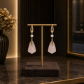 Boucles d’oreilles en quartz rose facetté et vermeil – Bijou femme élégant ✨💕