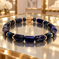 Bracelet mixte en lapis-lazuli et plaqué or – 16,5 ou 17,5 cm