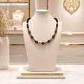 Collier de Luxe en Améthyste & Cristal Millefiori – Perles Ciselées Plaqué Or