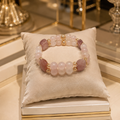 Bracelet Double Rang Pierre de Lune Rose & Pierres Naturelles – Bijou Élégant Plaqué Or