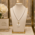 Collier Fleur en Nacre – Perles de Coquillage, Plaqué Or & Zirconiums
