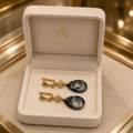 Boucles d’Oreilles Labradorite Grise Plaqué Or & Zirconium