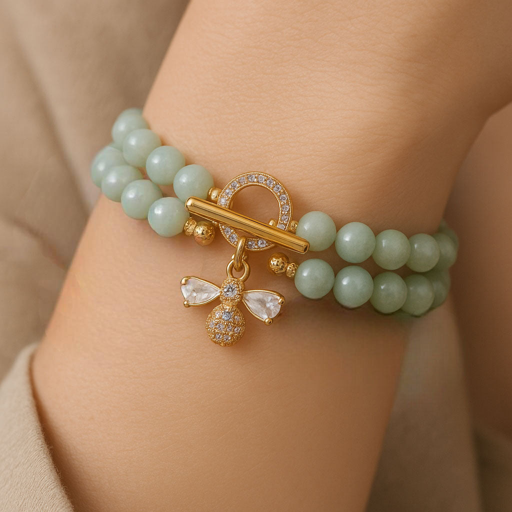 Bracelet double rangs en larimar véritable 1210