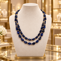 Collier double rang lapis-lazuli et plaqué or – 49 cm