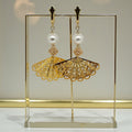 Boucles d’oreilles éventail et perles 3149