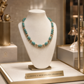 Collier Turquoise Naturelle Luxe – Double Rang Plaqué Or 18 Carats | Création Artisanale Française