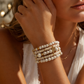 Bracelet multi-rangs Howlite beige & cœur doré – Bijou bohème chic