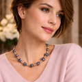 Collier perles de verre pailletée d’or 2389