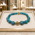 Bracelet de luxe en turquoise et émail cloisonné plaqué or