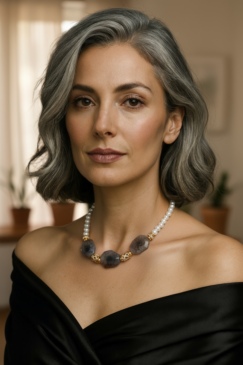 Collier en perles naturelles et agates 2233