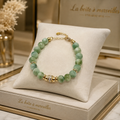 Bracelet Larimar Naturel – Éclat des Caraïbes, Plaqué Or & Zirconiums | Bijou de Créateur Luxe
