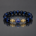 Bracelet Luxe Mixte Œil de Faucon et Émail Cloisonné – 17 cm