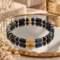 Bracelet unisexe en Jaspe Impérial Bleu et Plaqué Or – 18,8 cm - Création artisanale