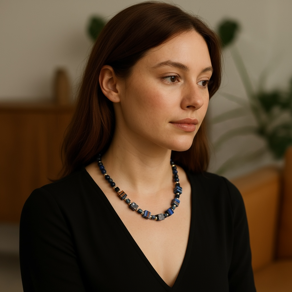 Collier lapis lazuli et perles mille fleurs 2240