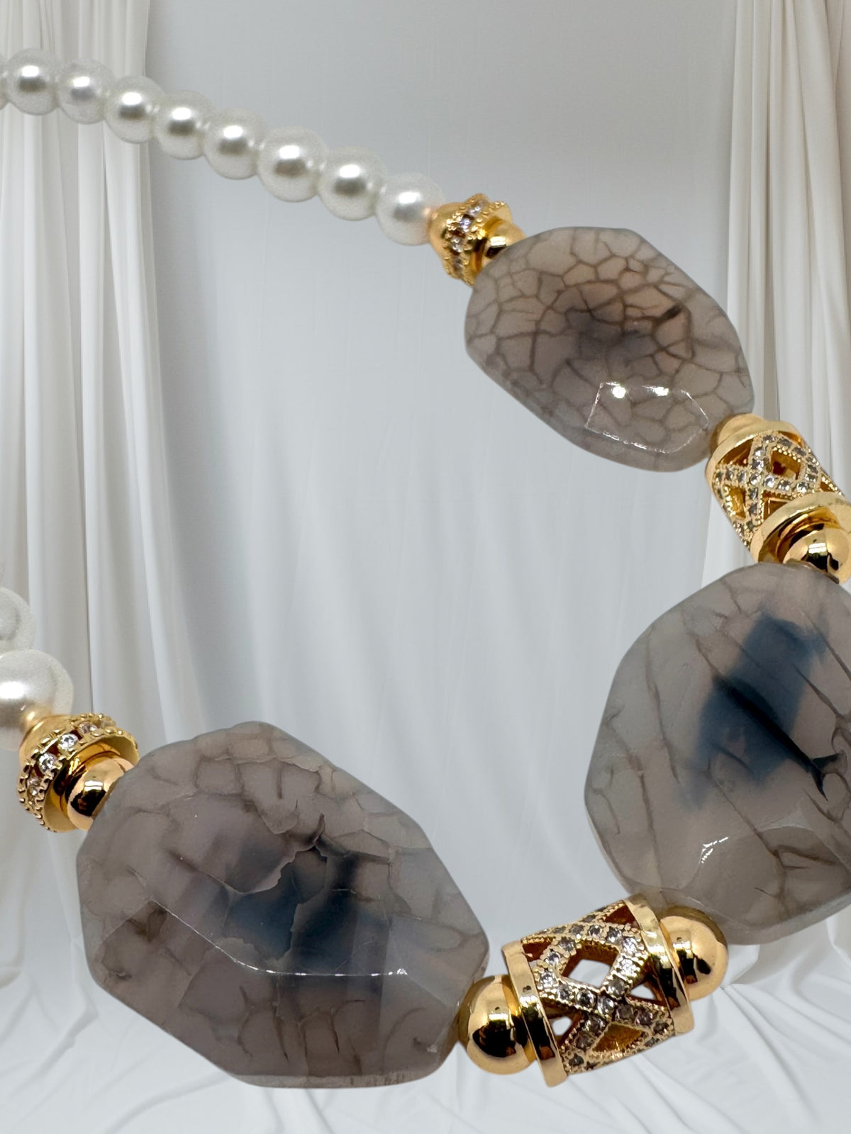 Collier en perles naturelles et agates 2233