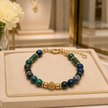 Bracelet Luxe en Chrysocolle Naturelle – Plaqué Or, Pierres Naturelles & Élégance Intemporelle