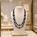 Collier Double Rang en Lapis-Lazuli et Plaqué Or – Création Artisanale de Luxe 56 cm