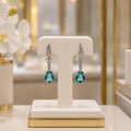 Boucles d’Oreilles Topaze Bleu Ciel Argent 925 et Zirconiums – Bijou Élégant Femme