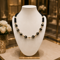Collier Obsidienne & Perles Tensha Japonaises – Fleurs & Plaqué Or | Bijou Créateur