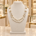 Collier double rang en perles, nacre et corail blanc – Bijou de luxe - pièce unique