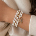 Bracelet Manchette Multi-Rangs – Éclat de Nacre & Cœur Doré