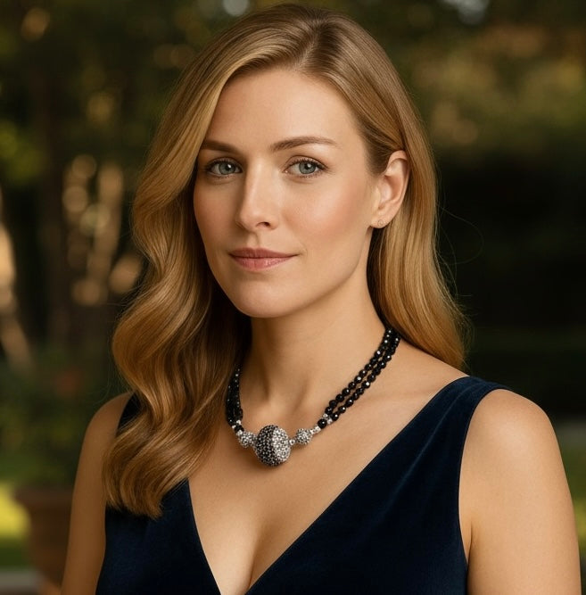 Collier cristal et perlé indonésienne 2250