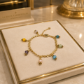 Bracelet Cœurs en Plaqué Or & Pampilles en Cristal Facetté | La Boîte à Merveilles Strasbourg