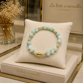 Bracelet Larimar Naturel – Perles 8 mm & Éclats Dorés | Bijou de Créateur Luxe