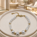 Bracelet femme en nacre et perles de coquillage plaqué or