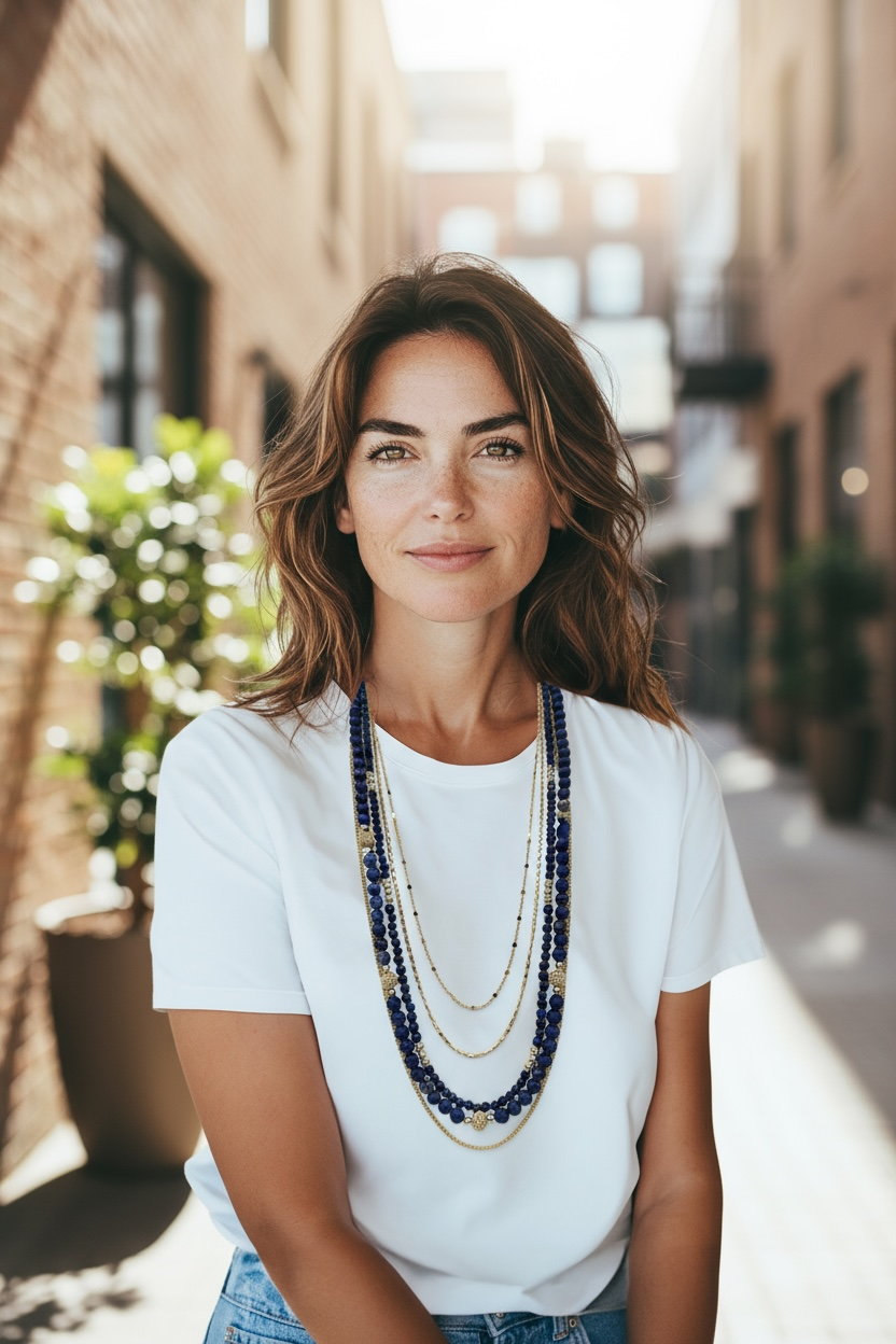 Collier sautoir lapis-lazuli 2219